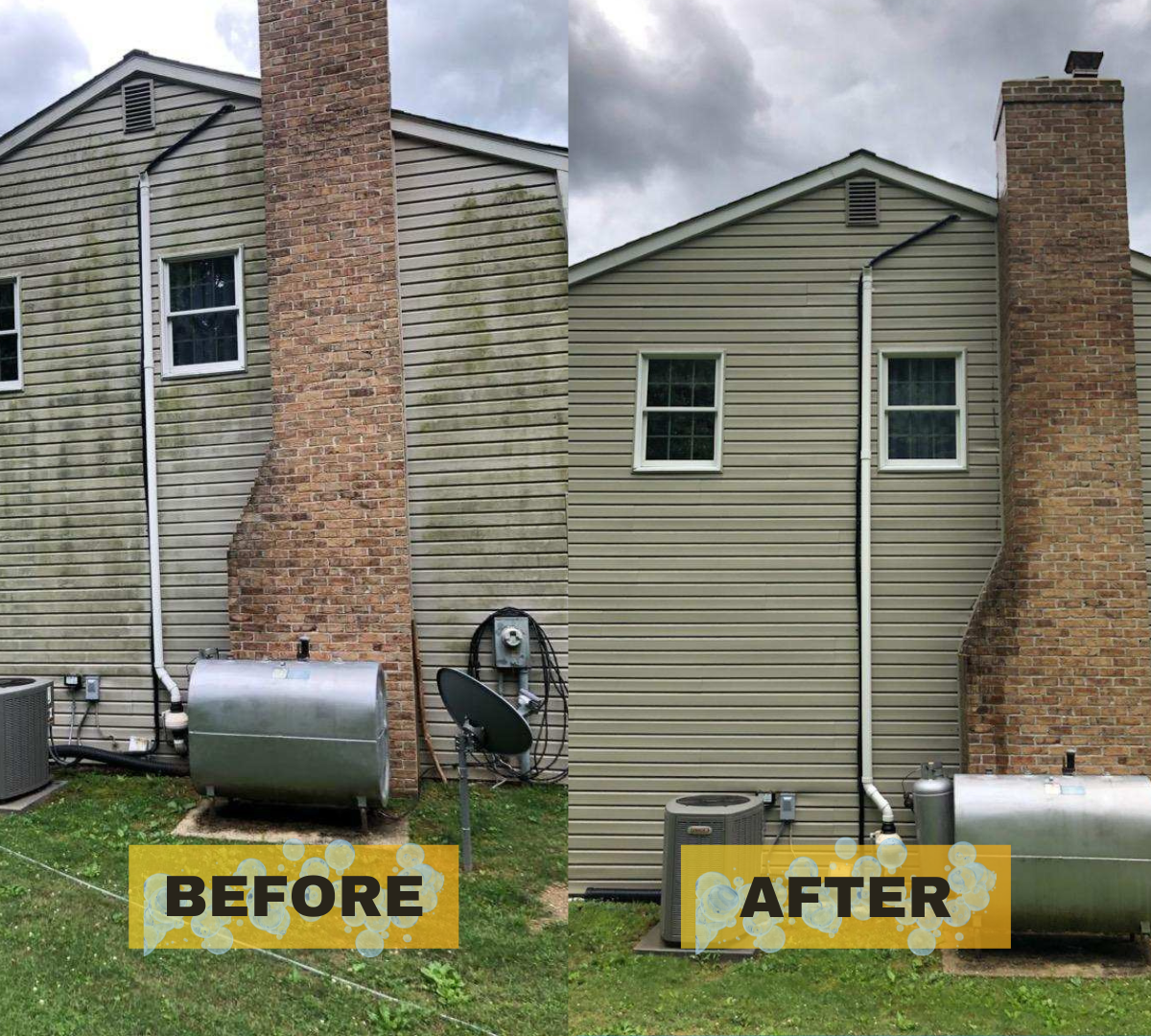 Before and after house soft wash, Nassau County NY