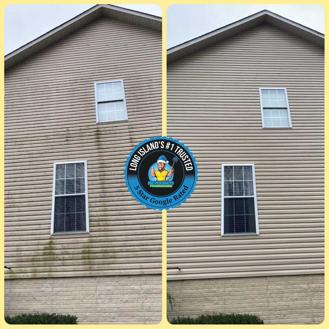 Before and after house wash on siding, Long Island NY